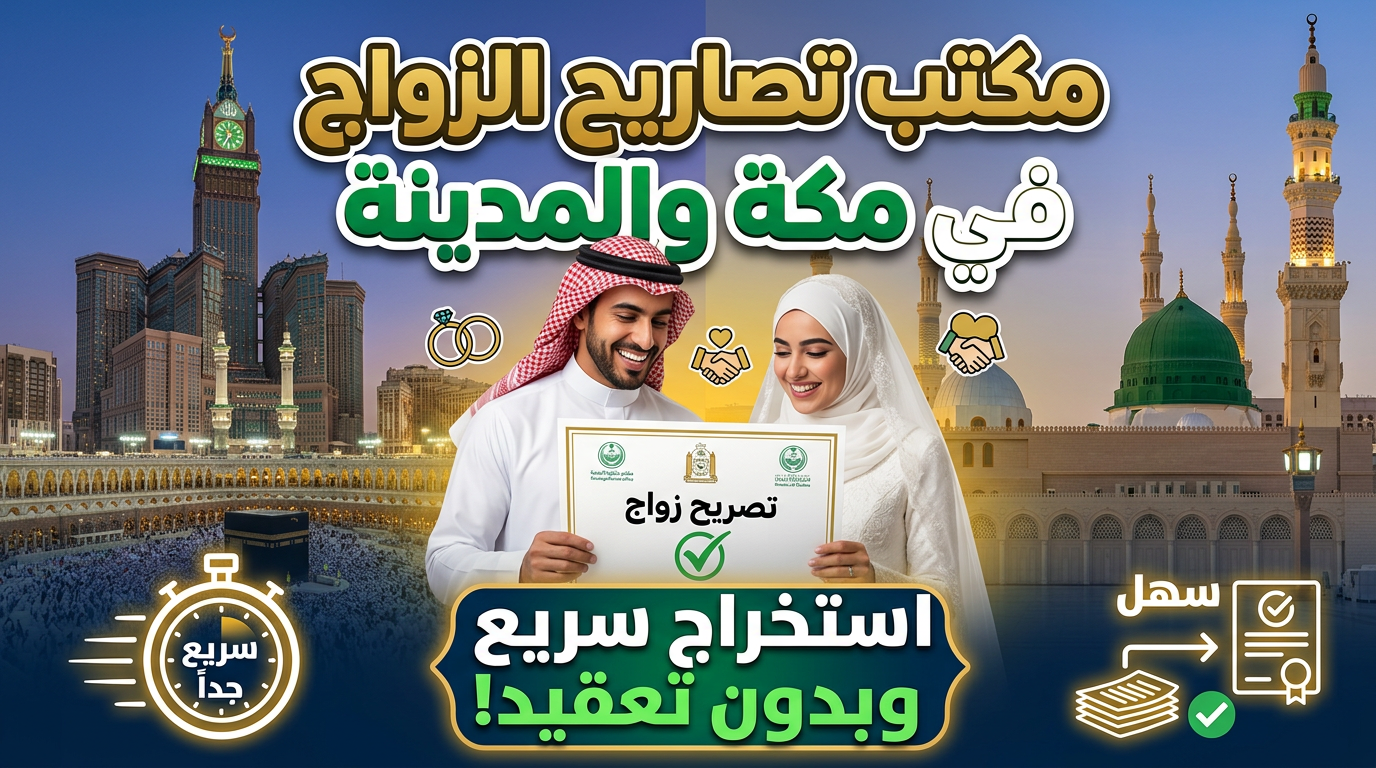 مكتب تصاريح الزواج في مكة والمدينة واستخراج تصريح زواج الحجاز.
